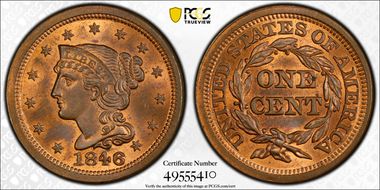 1846 1C Small Date MS66RB