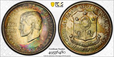1961 1/2 P Dr. Jose Rizal KM-191  Ag MS65