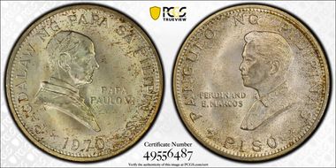 1970 Piso KM-202a Pope Visit Silver MS66