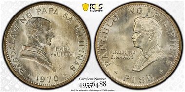 1970 Piso KM-202a Pope Visit Silver MS66