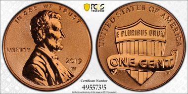 2019-W 1C Shield - Reverse Proof PR67RD