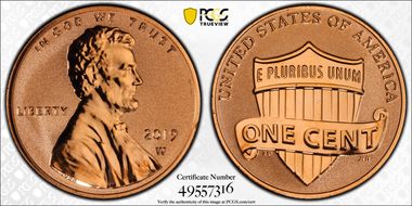 2019-W 1C Shield - Reverse Proof PR68RD