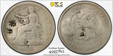 1875-S T$1 Chopmarked N1