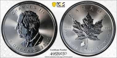 2024 $5 ML Treasured Silver Maple Leaf Polar Bear Privy First Strike MS67