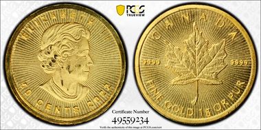 2022 50C Maple Leaf/Au 1 Gram MS69