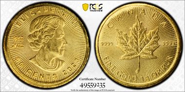 2023 50C Maple Leaf 1g Au MS69