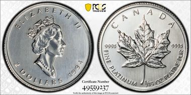 1994 $2 Maple Leaf/Pt MS69
