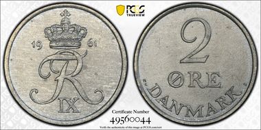 1961 CS 2 Øre KM-840.2 Zinc MS64
