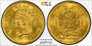 1856 G$1 Slanted 5 MS64