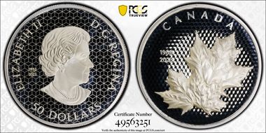 2023 $50 Maple Leaves in Motion UHR 5oz Ag PR70DCAM