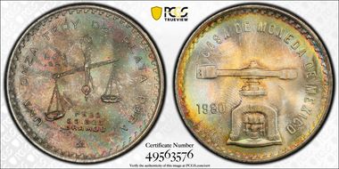 1980-Mo Onza KM-M49b.5  Ag MS67