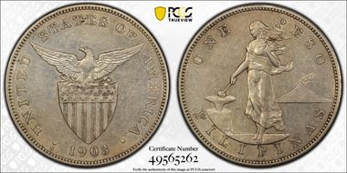1903-S Peso KM-168 Ag AU53