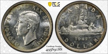 1947 S$1 Blunt 7 Doubled HP MS61