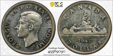 1947 S$1 Pointed 7 DHP AU53