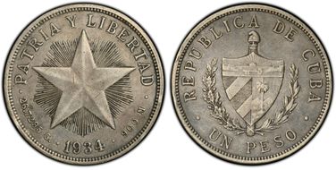 1934 Peso KM-15.2  Ag XF40