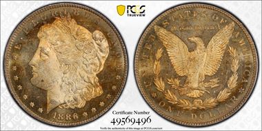 1886 $1 MS64DMPL