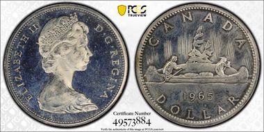 1965 S$1 Type 2 Sm Beads, Bl 5 Ag PL63CAM