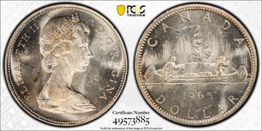 1965 S$1 Type 4 Lg Beads, Pt 5 MS63