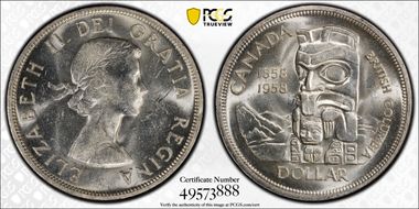 1958 S$1 British Columbia MS62