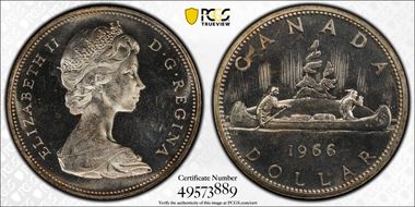 1966 S$1 Large Beads Ag PL64