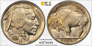 1938-D 5C Buffalo MS62