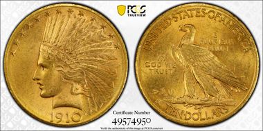 1910-D $10 MS63