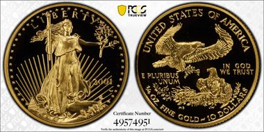 2001-W $10 Gold Eagle PR70DCAM