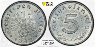 1942-A 5 Pfg J-370 MS63