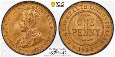 1922  1D English obverse MS64RB
