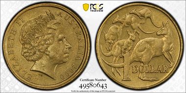 2000 $1 Mule-Struck w/10C Obv AU58