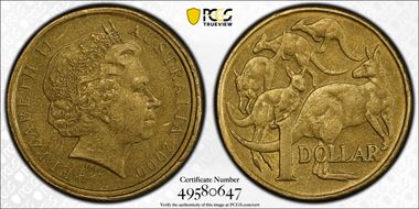 2000 $1 Mule-Struck w/10C Obv AU50