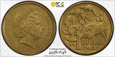 2000 $1 Mule-Struck w/10C Obv AU53