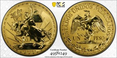 "1909" (2023) Medal Caballito Tribute Peso AE Reverse Proof PR68