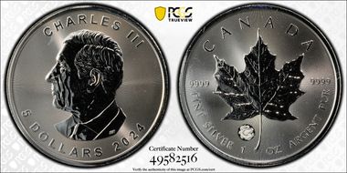 2024 $5 ML Treasured Silver Maple Leaf Dragon Privy First Strike MS67