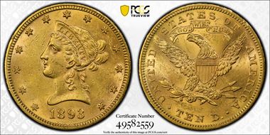 1893 $10 MS60