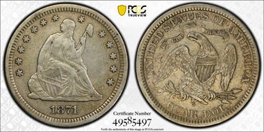 1871-S 25C VF30