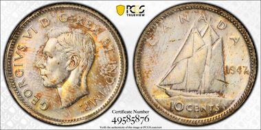 1947 10C Maple Leaf MS63