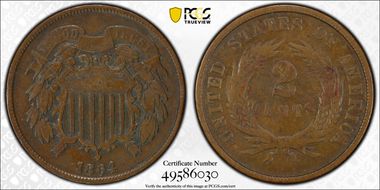 1864 2C Large Motto F15BN