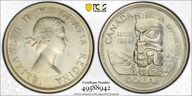 1958 S$1 British Columbia MS62