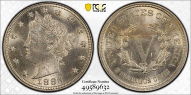 1883 5C No CENTS MS64