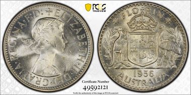 1956(m) Florin KM-60  Ag MS63
