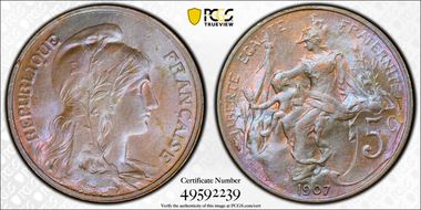 1907 5C Gad-165 F-119 MS64BN