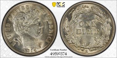 1914-S 10C MS61