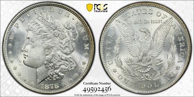 1878 7TF $1 VAM 162, Broken N&M MS63