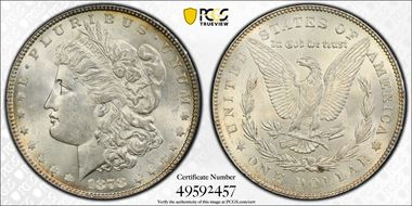 1878 7TF $1 Reverse of 1879 AU58
