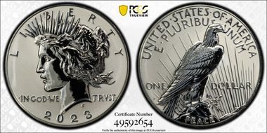 2023-S $1 Peace Dollar Rev PR Two-Coin Reverse Proof Set PR69