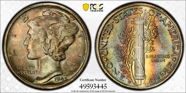 1945-S 10C Inverted S, FS-504 MS67