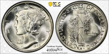 1945-S 10C Inverted S, FS-504 MS65FB