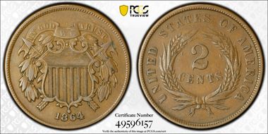 1864 2C Large Motto VF35BN