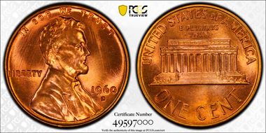 1960-D 1C Small Date MS68RD